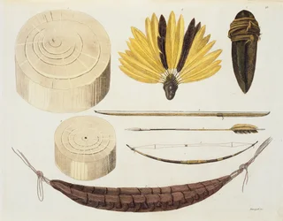 Strumenti, armi e utensili delle tribù Puri e Botocudos, regione del Rio Grande, Paraguay e Brasile, da 